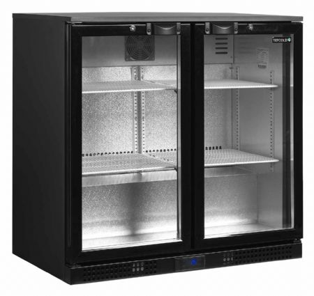 Arrière bar de 2 portes vitrées positif noir 182 L +2 à +10 °C - Tefcold - DB201H