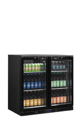 Arrire de bar 190 L Noir 2 portes Vitres - 900x520x870 mm