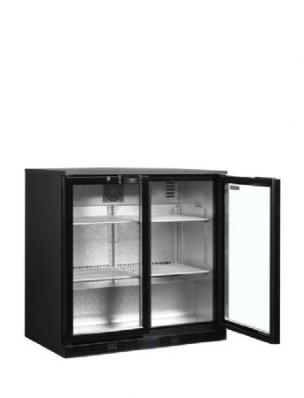 Arrire de bar 190 L Noir 2 portes Vitres - 900x520x870 mm