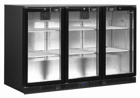 Arrière bar de 3 portes vitrées positif noir 278 L +2 à +10 °C - Tefcold - DB301H-3
