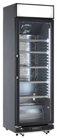 Vitrine réfrigérée à boissons noire avec bandeau lumineux 1 porte vitrée 360 L +1/+10°C - Coolhead - DC 350CBF