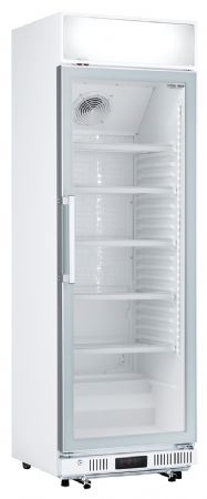 Vitrine réfrigérée à boissons blanche avec bandeau lumineux 1 porte vitrée 360 L +1/+10°C - Coolhead - DC 350CF
