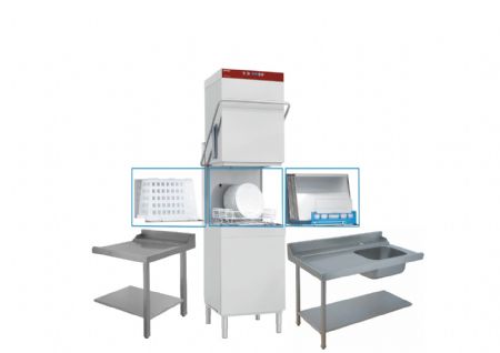 Lave-vaisselle � capot inox commandes manuelles avec panier