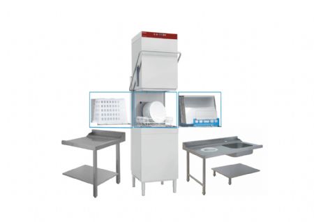 Lave-vaisselle � capot inox commandes manuelles avec panier 500x500 mm