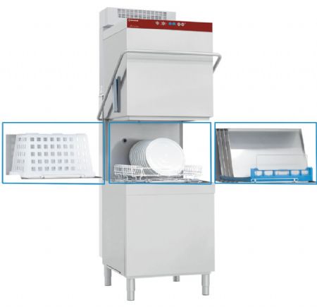 Lave-vaisselle professionnel à capot panier 600x500 mm avec pompe de rinçage - Diamond Promo - DCR37/6-RC
