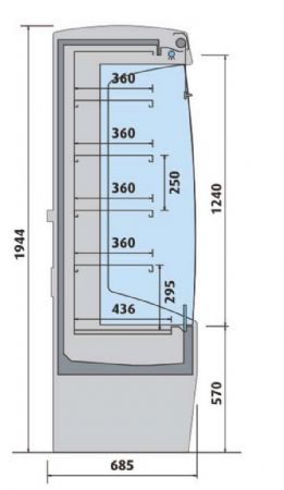 Vitrine libre service murale positive grise 1330 mm - Afi-Collin-Lucy - DEL130