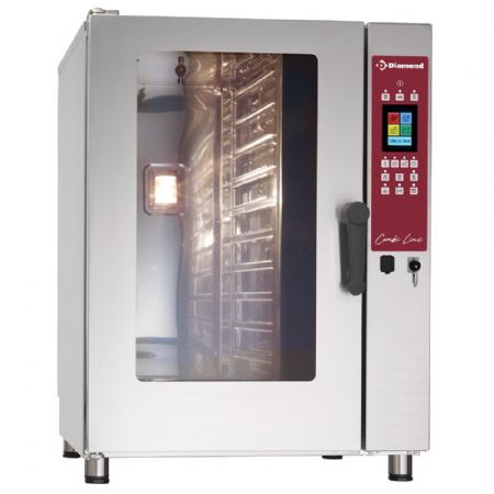 Four mixte professionnel électrique TOUCH SCREEN vapeur convection, 10 niveaux GN 1/1, auto-nettoyage - Diamond Promo - DFV-1011/PTS
