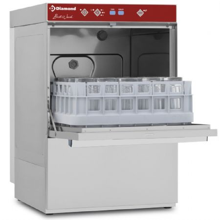 Lave-verres professionnel panier 40x40 cm avec pompe de vidange 436x535x670 mm - Diamond Promo - DGS8/6