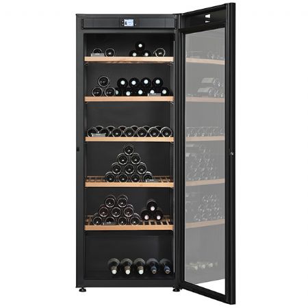 Cave  vins polyvalente noire 1 porte pleine - 264 bouteilles