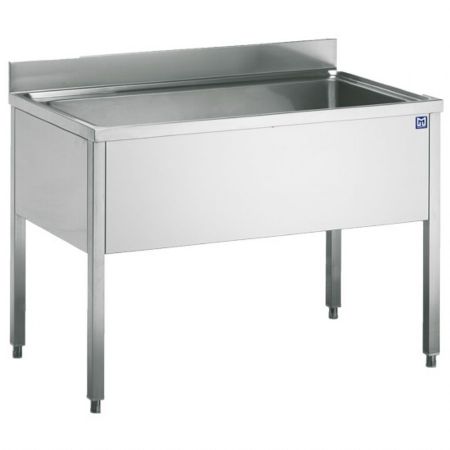 Plonge Inox 1 évier avec dosseret, sans étagère basse, 1200x700x850 mm - Virtus - DLP712 Plonge Inox 1 évier avec dosseret, sans étagère basse, 1200x700x850 mm - Virtus - DLP712