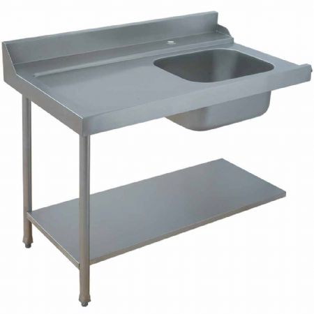 Table d'Entrée de prélavage gauche 1200x715x850/1000 mm avec cuve 400x400x200 mm - Diamond - DLV-S12