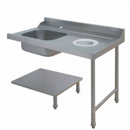 Table d'entrée de prélavage droite avec cuve 500x400x200 mm et vide-déchets 1600x715x850/1000 mm - Diamond - DLVS-D16