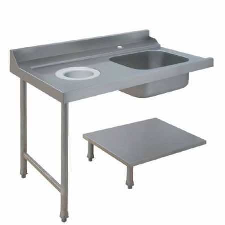 Table d'Entrée de prélavage gauche 1600x715x850/1000 mm avec cuve et vide-déchets - Diamond - DLVS-S16