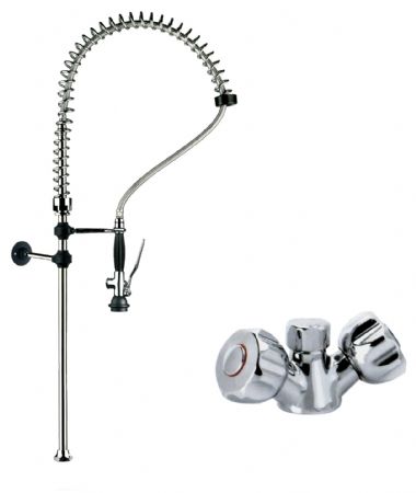 Robinetterie professionnelle plonge cuisine robinet un trou douchette et clapet anti-retour - Redfox - DOC 1+