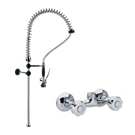 Douchette murale équipée d’un mitigeur et support de fixation au mur