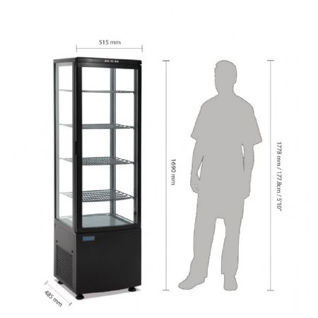 Armoire réfrigérée positive 235 L noire porte incurvée 515x485x1690 mm - Polar - DP289