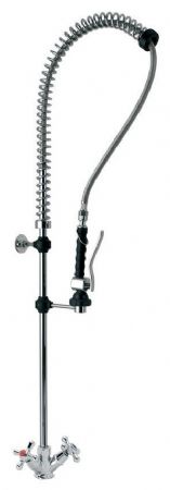 Douchette professionnelle mélangeur mono-trou à croisillons et flexible inox plastifié 1200 mm - Nosem - DP607STE