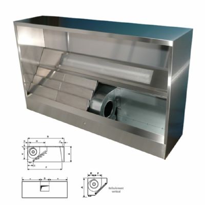 Hotte dynamique spéciale laverie - Avancée 938 mm - Longueur - 2000 mm, réfoulement vertical - DPL920V Hotte dynamique spéciale laverie - Avancée 938 mm - Longueur - 2000 mm, réfoulement vertical - DPL920V