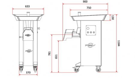 Hachoir a viande simple coupe triphasé - 900 kg/h Hachoir a viande simple coupe triphasé - 900 kg/h