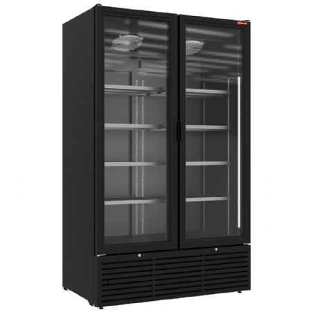 Vitrine ventile positive 1142 litres 2 portes battantes - NOIRE