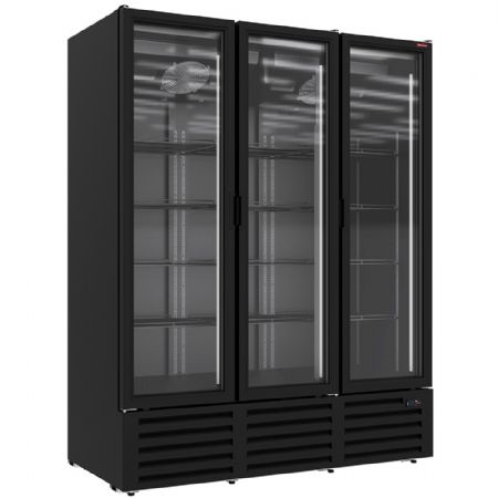 Vitrine ventile positive 1455 litres 3 portes battantes - NOIRE