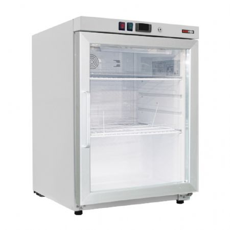 Armoire réfrigérée positive couleur blanche avec 1 porte battante vitré volume 130 L
