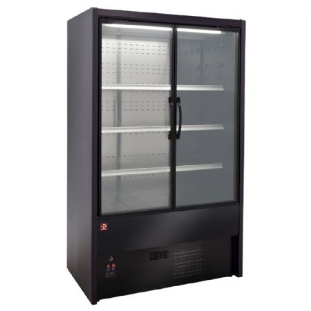 Vitrine murale rfrigre noire avec 2 portes battantes - 1800x710x1995 mm