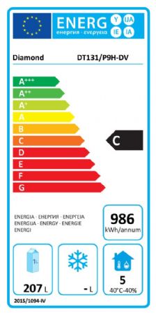 Table réfrigérée murale ventilée 2 portes positive 260L avec évier - Diamond - DT131/P9H-DV