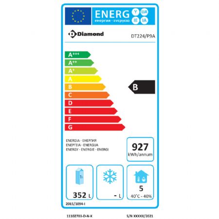 Table frigorifique murale 4 portes GN 1/1 - 550 litres - classe Energie B - 2260 x 700 x 866/960(+85) mm