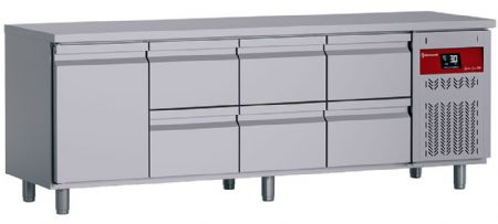 Table réfrigérée positive professionnelle à 4 portes dont 3 bloc tiroirs - Diamond Promo - DT224/P9H_3XCA1/2P9H