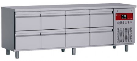Table réfrigérée positive professionnelle à 4 portes dont 4 bloc tiroirs - Diamond Promo - DT224/P9H_4XCA1/2P9H