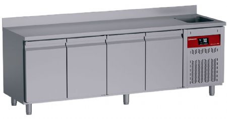 Table réfrigérée positive 4 portes GN 1/1 avec évier incorporé 550L - Diamond - DT224/P9H-DV