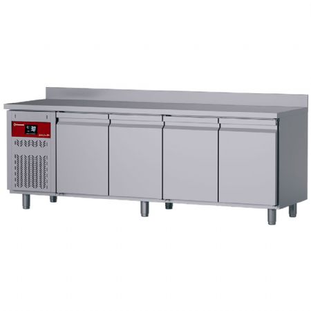 Table desserte réfrigérée murale ventilée 4 portes pleines GN 1/1 550 L groupe à gauche - Diamond - DT224/P9H-GD