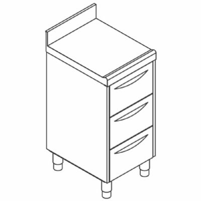 Bloc 3 tiroirs GN 1/1 inox avec rebord arrière - 500x700 mm Bloc 3 tiroirs GN 1/1 inox avec rebord arrière - 500x700 mm