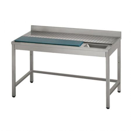 Table de Travail Inox pour poisson avec planche polyéthylène, 1400x700x860 mm - Virtus - DTLP714
