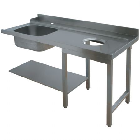 Table d'entre pour prlavage droite avec trou vide dechet - 1500 x 700 x 850mm
