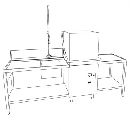 Lave-Vaisselle à Capot panier 500x500 mm Full Hygiene adoucisseur continu et pompe de vidange - Diamond Promo - DXE8/6-AC