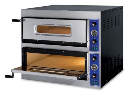 Four à pizza électrique professionnel monophasé ou triphasé 2 chambres 4+4 pizzas Ø 33 cm - GGF - E-START 4+4 Four à pizza électrique professionnel monophasé ou triphasé 2 chambres 4+4 pizzas Ø 33 cm - GGF - E-START 4+4