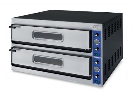 Four à pizza électrique professionnel monophasé ou triphasé 2 chambres 9+9 pizzas Ø 33 cm - GGF - E-START 9+9 Four à pizza électrique professionnel monophasé ou triphasé 2 chambres 9+9 pizzas Ø 33 cm - GGF - E-START 9+9