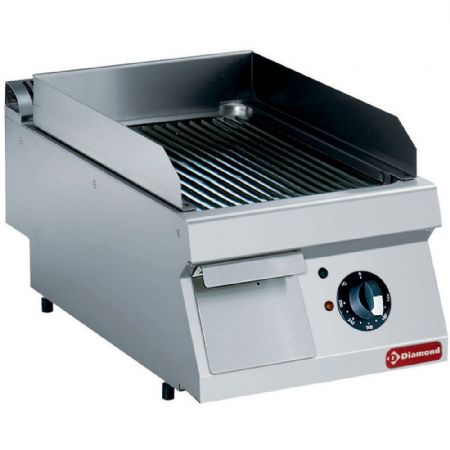 Plaque à snacker pro profondeur 700 électrique rainurée 4.5 kW - Diamond - E17/PR4T-NE