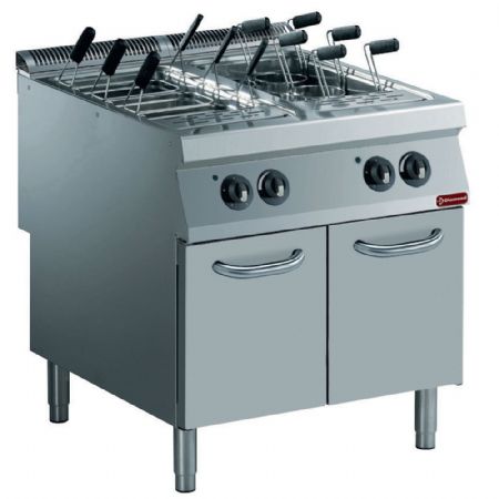 Cuiseur à pâte pro profondeur 900 électrique, 2 cuves GN 1/1 de 40 L, 20 kW, sur meuble - Diamond - E22/CPA8-N