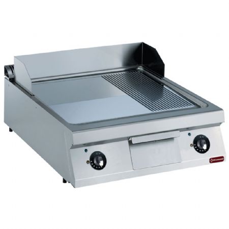 Plaque à snacker pro profondeur 900 électrique, 2/3 lisse et 1/3 rainurée chrome dur, 15 kW - Diamond - E22/PMCD8T-N
