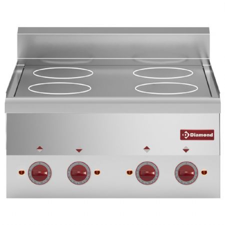 Fourneau profondeur 600 Cuisinière vitrocéramique 4 plaques -Top Monophasé 8.6 kW - Diamond - E60/4VC6T-N