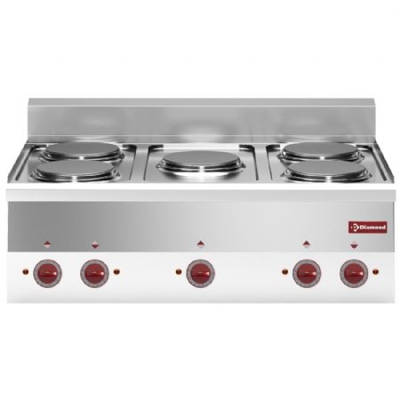 Fourneau profondeur 600 Cuisinière électrique 5 plaques -Top Monophasé 10 kW - Diamond - E60/5P9T-N