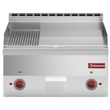 Plaque à snacker pro profondeur 600 électrique 6 kW, 2/3 lisse et 1/3 nervurée - Diamond - E60/PM6T-N
