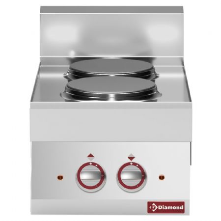 Fourneau profondeur 650 électrique 2 plaques 5.2 kW - Diamond - E65/2P4T-N