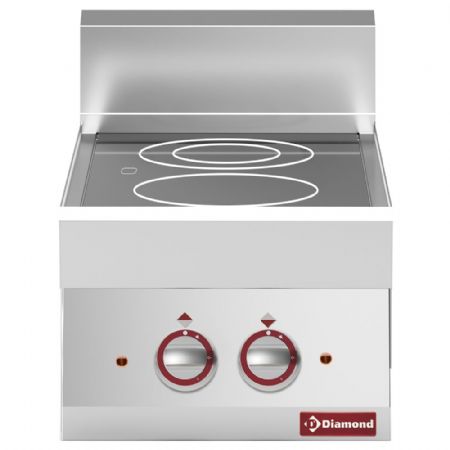 Fourneau profondeur 650 électrique 2 foyers 4.6 kW à poser - Diamond - E65/2VC4T-N