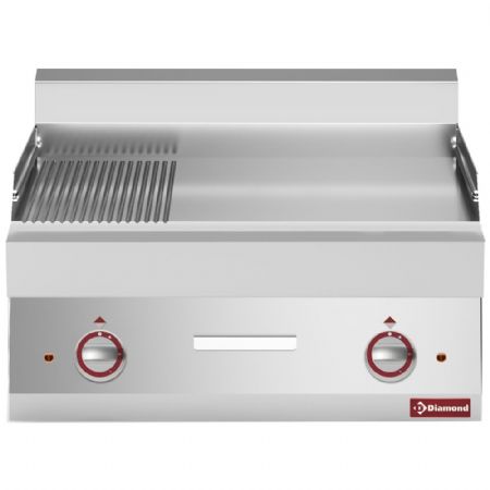 Plaque à snacker pro profondeur 650 électrique 9 kW surface 2/3 lisse et 1/3 rainurée - Diamond - E65/PM7T-N