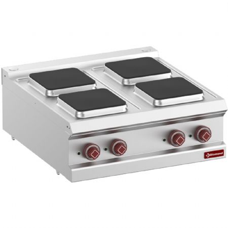 Fourneau profondeur 700 électrique 4 plaques carrées 10.4 kW - Diamond - E7/4PQ7T-N Fourneau profondeur 700 électrique 4 plaques carrées 10.4 kW - Diamond - E7/4PQ7T-N