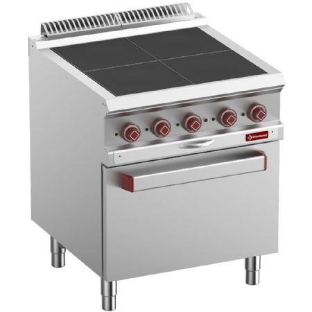 Fourneau profondeur 700 4 plaques affleurantes électrique Monophasé 12.6 kW sur four convection GN 1/1 - Diamond - E7/4SPFV7-N